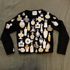 Vintage Michael Simon perfume bottle cardigan
